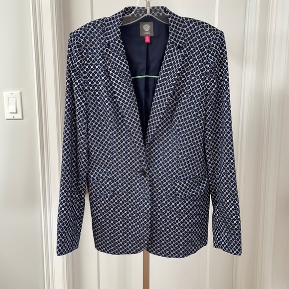 Vince Camuto blue print patterned blazer - Picture 1 of 8